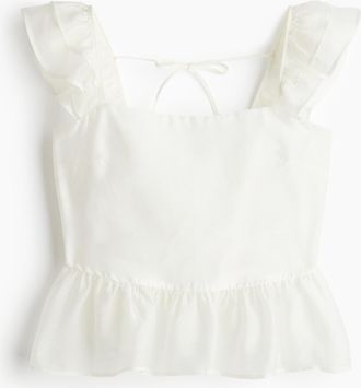 H&M Peplumbluse mit Bindebändern - White