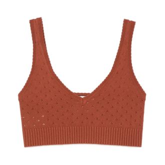 Plan C Plan C, Tops, Dames, Bruin, XS, Katoen, V-hals Mouwloze Top