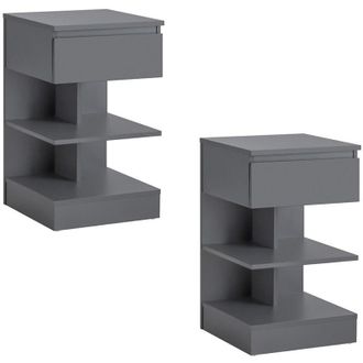 SoBuy SoBuy FBT49-HGx2, Set di 2 Comodino Camera da Letto - Comodino con 1 Cassetto e 2 Ripiani, Tavolino Salotto - Moderna Cassettiera L39 x P39 x A65 cm