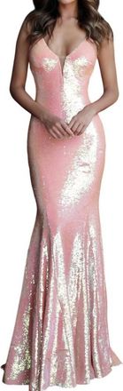 Jovani Sequin Plunging Neckline Fitted Dress In Coral