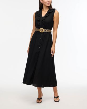 Ellen Tracy Womens Belted Sleeveless Maxi Dress with Ruffle Detail