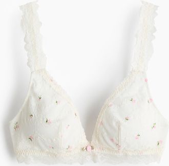 H&M Wattierter Soft-BH aus Spitze - Weiss/Gebl&uuml;mt