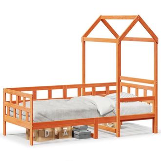 Berkfield Home Day Bed with Roof without Mattress Wax Brown 90x200 cm Solid Wood