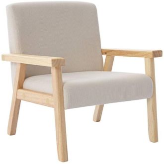 Sweeek Childrens scandi-style armchair, corduroy and rubberwood cream 47x43.5x50 cm - Isak kids