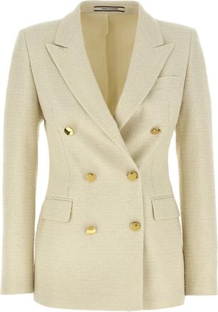Tagliatore Parigi Double-breasted Blazer - Dames - Blazers - Beige - M - Katoen - Jassen