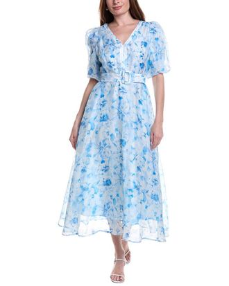 Hale Bob Mercy Silk & Linen-Blend Midi Dress