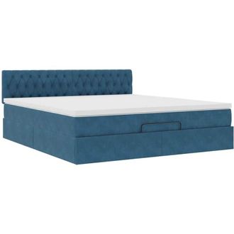 vidaXL Vidaxl - Estructura De Cama Otomana Colch&oacute;n Azul Oscuro 180x200 Cm