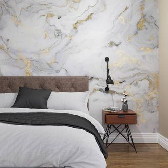 Superfresco Easy Gilded Stone Grey Gold Print To Order 3m x 2.8m Mural