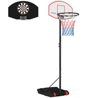 OEM Canasta De Baloncesto Con Tablero De Dardos Altura Ajustable Base Rellenable Y Ruedas 74x55x210-247 Cm Negro