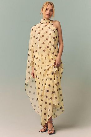 endless rose Polka Dot One-Shoulder Maxi Dress