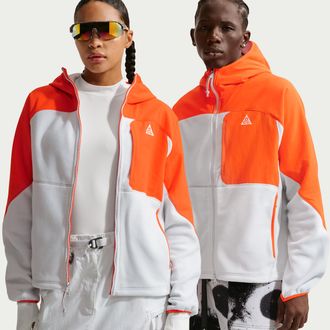 Nike Mens Nike ACG Wolf Tree Plus Full-Zip Hooded Mid Layer in Orange | HJ2458-819