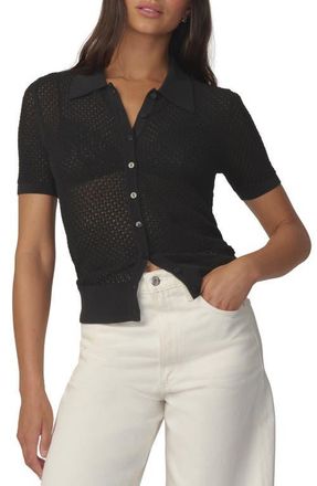 Joe's The Davey Open Stitch Short Sleeve Cardigan in Black at Nordstrom, Size X-Large