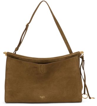 Alaia Womens Shoulder Bag Le Click Nubuck Brown Calfskin Handbags Hand