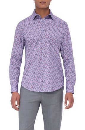 Bugatchi James OoohCotton Diagonal Check Button-Up Shirt in Ruby at Nordstrom, Size Xxx-Large