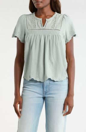 Lucky Brand Lace Trim Top in Abyss at Nordstrom, Size X-Small