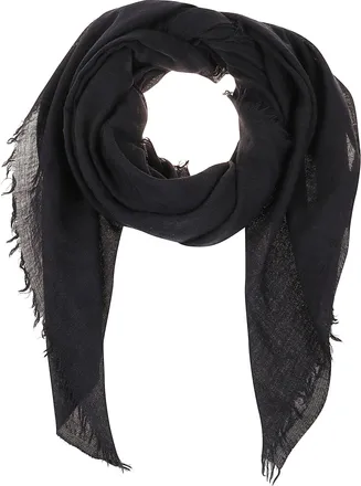 Destin Lightweight Black Scarf With Hand-Frayed Edges And Semi-Transparent Texture