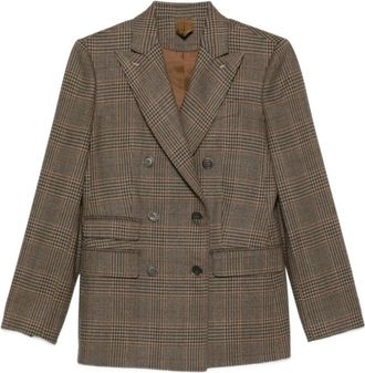 Max Mara Jassen, Dames, Bruin, 2Xs, Dubbelrijige Blazer