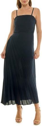 Nicole Miller Strapless Pleated Chiffon Maxi Dress in Deep Navy at Nordstrom Rack, Size 16