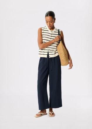 Whistles 100% Cotton Wide Leg Trousers in Navy at Nordstrom, Size 12