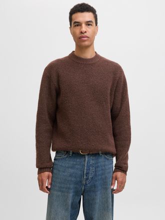 Jack & Jones Strickpullover JACK & JONES JORYORK OLLIE KNIT CREW NECK, Herren, Gr. XXL, deep mahogany, Strick, Obermaterial: 51% Polyester, 41% Polyacryl, 5% Wolle