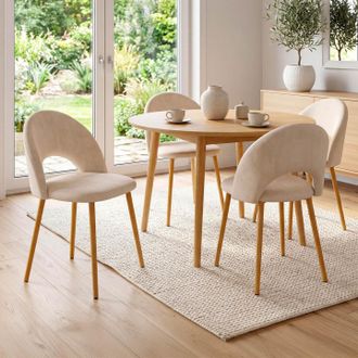 IDMarket Lote De 4 Sillas De Comedor De Terciopelo Beige Mado
