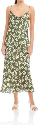 Fifteen Twenty Drape Floral Camisole In Green/off White Print