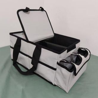 OEM Organizador De Maletero Para Coche, Base Antideslizante, M&uacute;ltiples Compartimentos, Plegable, Con Tapa Para Accesorios (blanco)