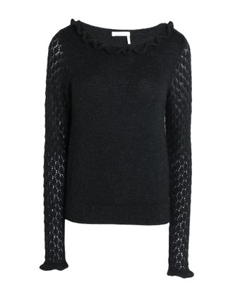 See by Chloe Lace Blue Sweater Rib Knit Crewneck shops