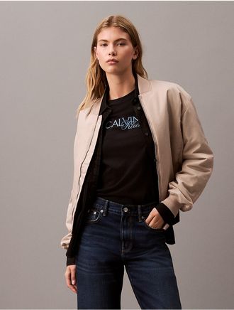 Calvin Klein Jeans Calvin Klein Womens Contrast Script Logo Classic Crewneck T-Shirt - Black - XS