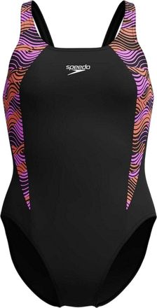 Speedo Dames/Dames Splice Eendelig Zwempak (Zwart/roze)