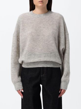 Brunello Cucinelli Maglia girocollo in lana traforata con spalle cadute