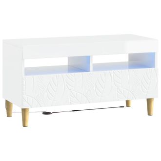 vidaXL Mueble De Tv Led Blanco Brillante Madera De Ingenier&iacute;a Vidaxl