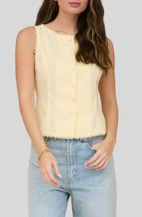 Blu Pepper Lace Trim Buttoned Top in Butter Yellow at Nordstrom Rack, Size Medium
