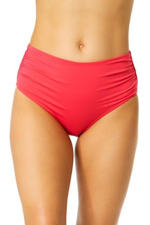Anne Cole Womens Live In Color Solid Convertible High Waist Shirred Swim Bottom in Coral at Nordstrom, Size X-Small