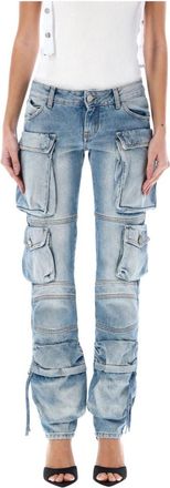 The Attico Essie Cargo Jeans - Dames - Regular Fit Jeans - Blauw - W26 - Katoen - Jeans