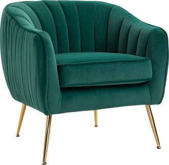 HOMCOM Velvet-Look Shell Shaped Chair w/ Gold Tone Legs Adjustable Feet Padding - HOMCOM | TJ Hughes