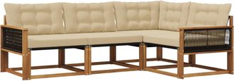 vidaXL Conjunto De Sof&aacute;s De Exterior 4 Uds. Natural Y Beige Vidaxl
