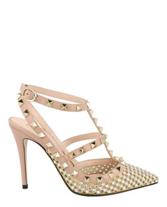 Valentino Rockstud Embellished Mesh Caged Pumps