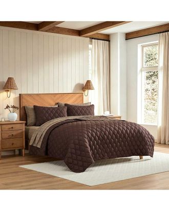 Nautica Ogee Stitch Houndstooth Quilt Set