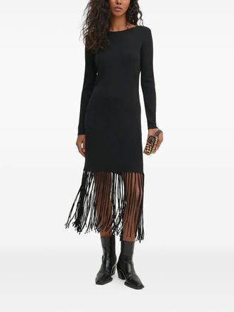 Pedro del Hierro Jurk met franje - Zwart