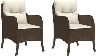 vidaXL Vidaxl - Sillas De Jard&iacute;n Con Cojines 2 Unidades Rat&aacute;n Sint&eacute;tico Marr&oacute;n