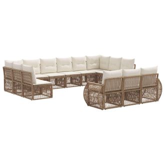 vidaXL Conjunto De Sof&aacute;s De Jard&iacute;n 13 Pcs Beige Y Blanco Crema Vidaxl