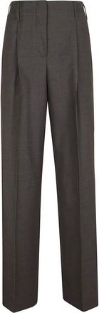 P.A.R.O.S.H. Wijde broek - Dames - Wijde Broeken - Bruin - L - Wol - Broeken