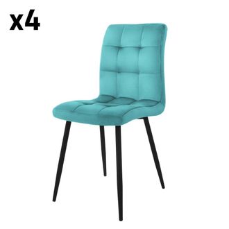 ML Design Lote de 4 sillas de metal, azules
