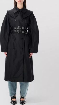 Ganni double-breasted belted trench coat