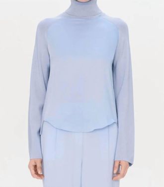 SIMKHAI Mateo Long-Sleeve Turtleneck Combo Top In Marino Blue