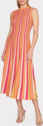 Milly Metallic Stripe Midi Sweater Dress in Coral Multi at Nordstrom, Size Medium