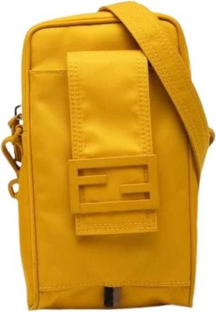 Fendi Pre-owned Cross Body Bags, female, Yellow, Size: ONE SIZE Pre-owned Nylon Cross Body Bag
