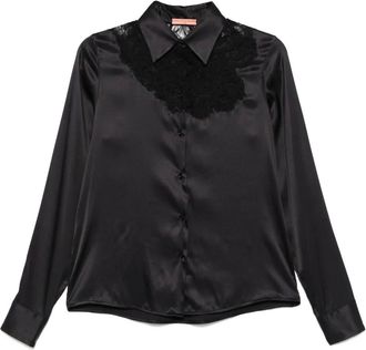 Ermanno Scervino Camicia con rifinitura in pizzo - Nero