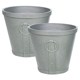 Beliani Beliani - Maceta Gris 41 Cm Arcilla Fibras Resistente Rayos Uv Interior Exterior Vari